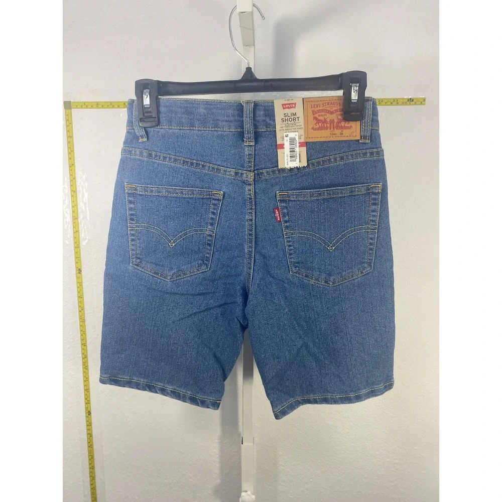 Levis Boys Slim Fit Shorts Size 12 Adjustable Waist Stretch Denim Blue 12 REG 26